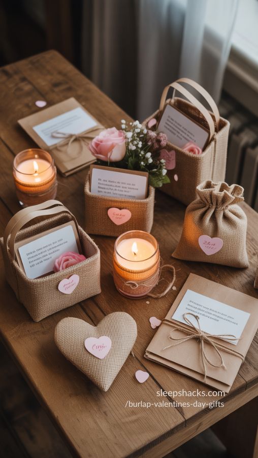 Rustic Burlap Valentines Gift Sets