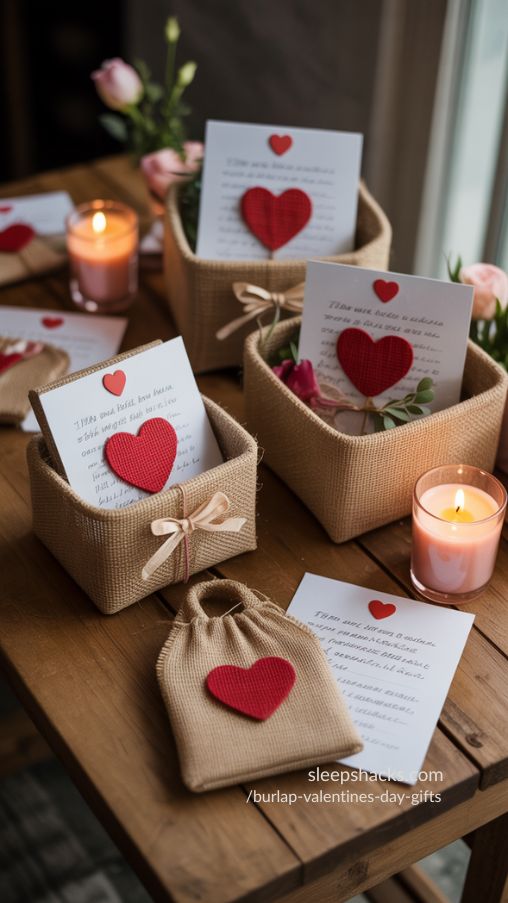 Rustic Burlap Valentines Gift Sets