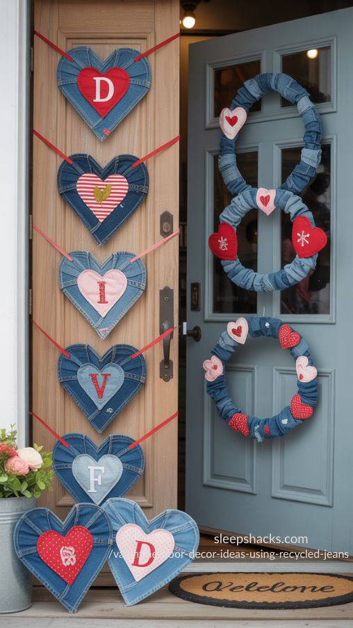 Seasonal Twists and Themes – Versatile Denim Valentine Door Decor