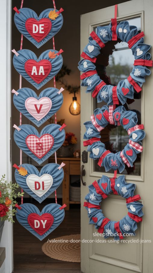 Seasonal Twists and Themes – Versatile Denim Valentine Door Decor