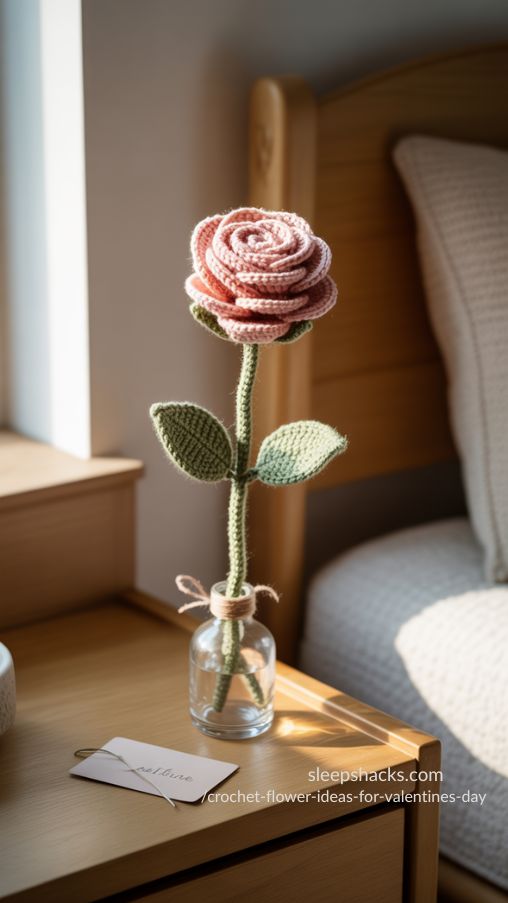 Single Stem Crochet Rose – A Personal Valentines Day Gift Idea