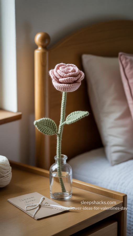 Single Stem Crochet Rose – A Personal Valentines Day Gift Idea