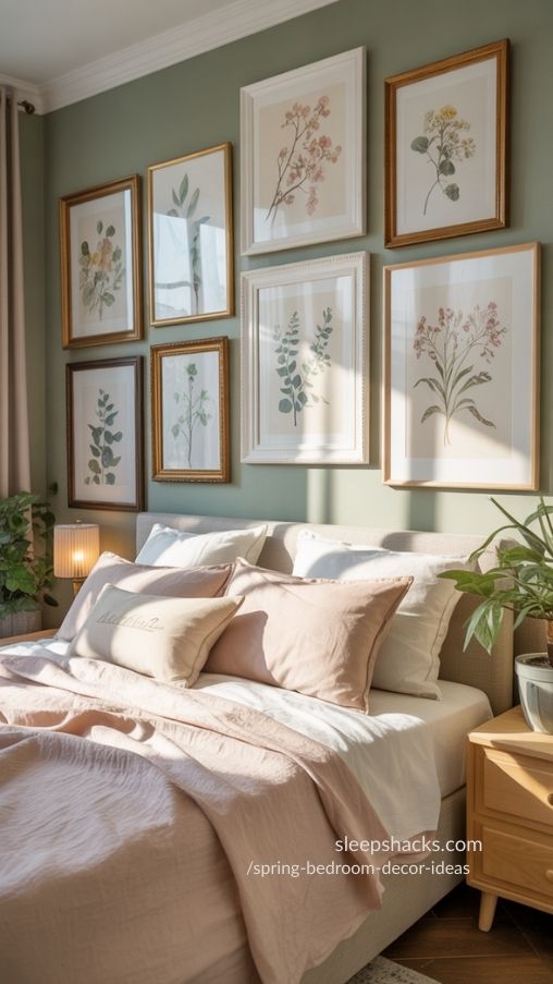 Spring Bedroom Decor Ideas with Botanical Wall Art