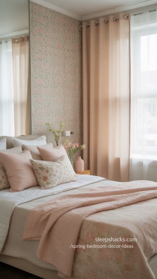Spring Bedroom Floral Wallpaper Accent Ideas