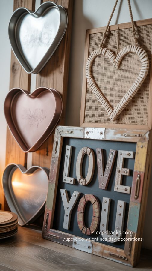 Upcycled Holiday Decor with Thrifted Industrial Hearts and Handmade Valentine Accents