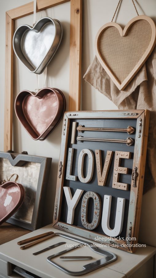 Upcycled Holiday Decor with Thrifted Industrial Hearts and Handmade Valentine Accents