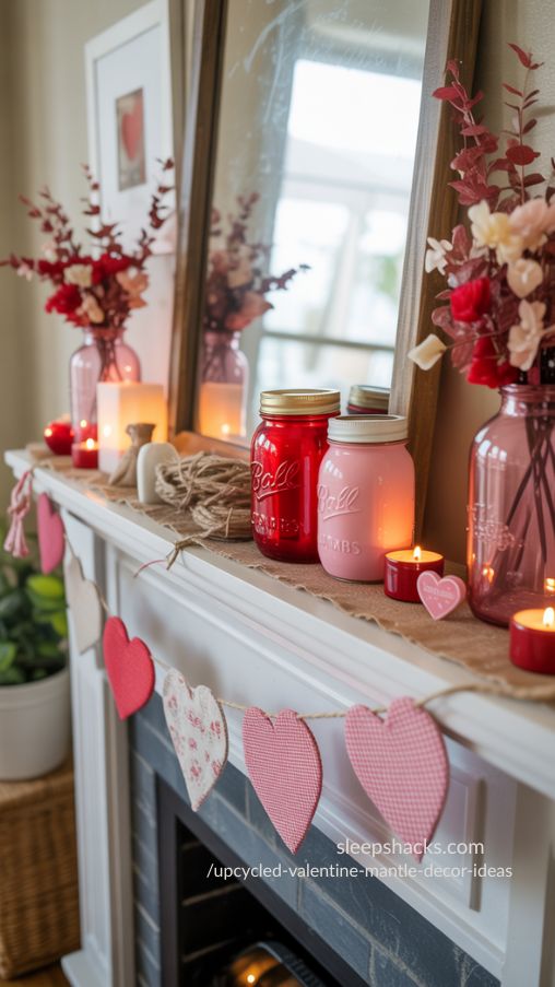 Upcycled Valentine Mantle Decor Ideas – Cozy & Romantic DIY Styling