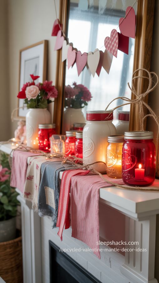 Upcycled Valentine Mantle Decor Ideas – Cozy & Romantic DIY Styling