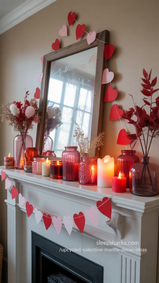 Upcycled Valentine Mantle Decor Ideas – Meaningful, Cozy, and Sustainable Styling