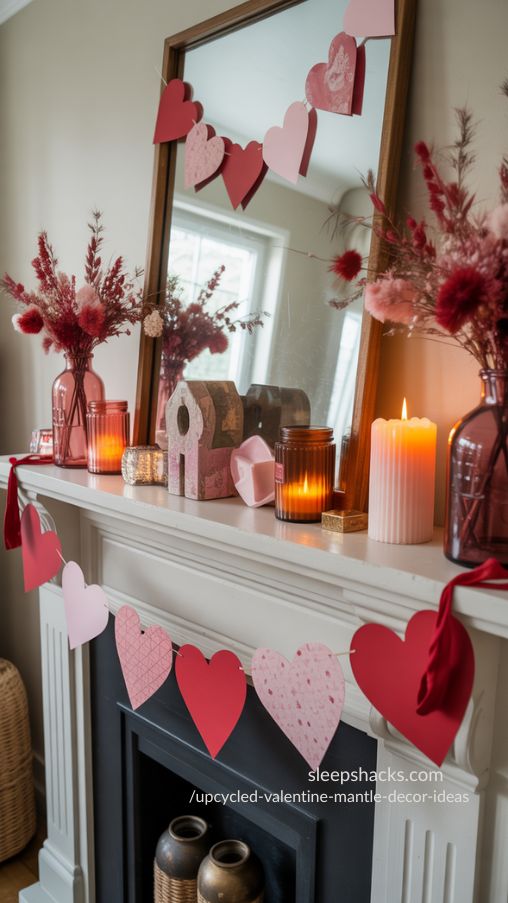 Upcycled Valentine Mantle Decor Ideas – Meaningful, Cozy, and Sustainable Styling