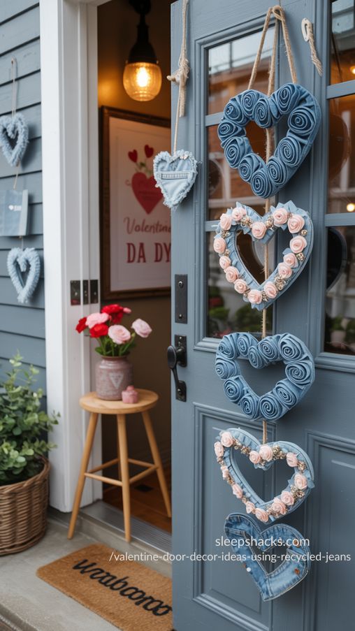 Valentine Door Decor Ideas Using Recycled Jeans – Eco-Friendly DIY