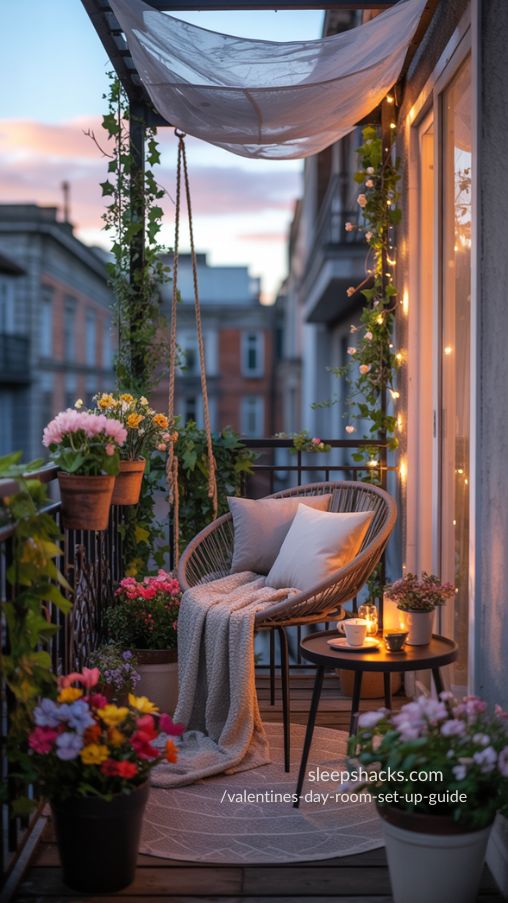 Valentine’s Day Balcony & Outdoor Corner Setup Ideas for Romance