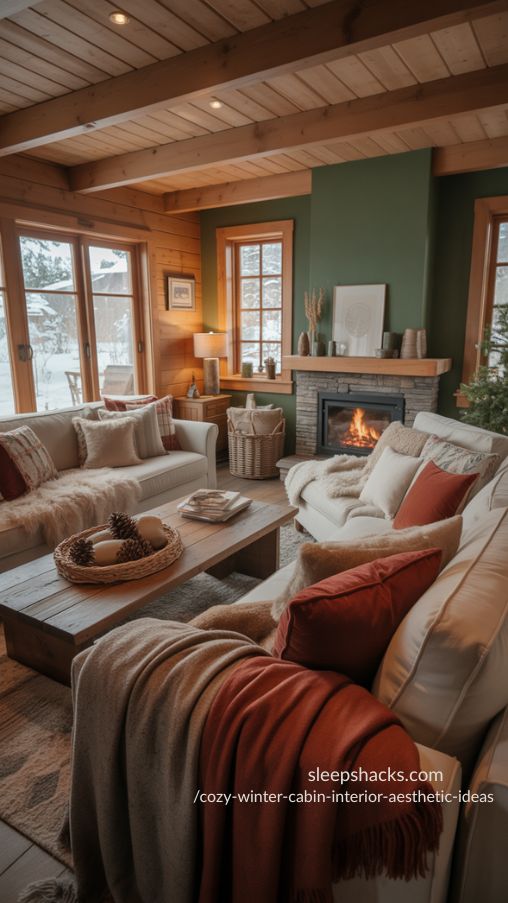 Warm Earthy Color Palette for Cozy Winter Cabin Interiors