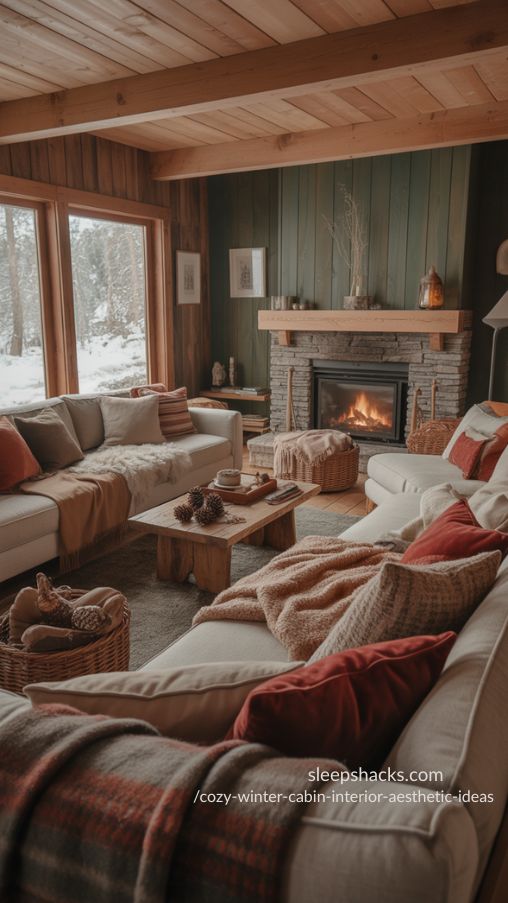 Warm Earthy Color Palette for Cozy Winter Cabin Interiors