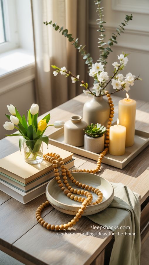 Wood Bead Strands for Texture – Layered Spring Home Decor