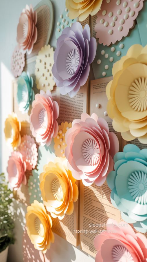 3D Paper Flower Wall for Whimsical Spring Wall Art