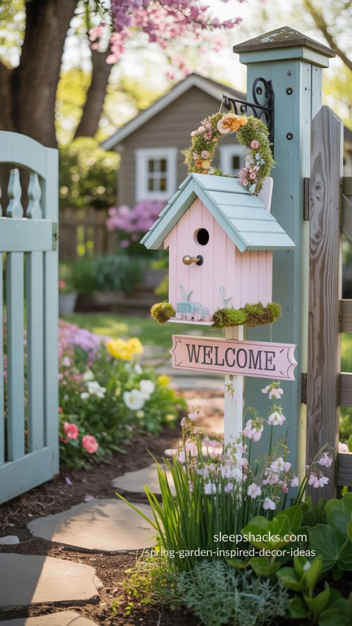 Birdhouse Welcome Signs for Garden Entryways – Whimsical Spring DIY