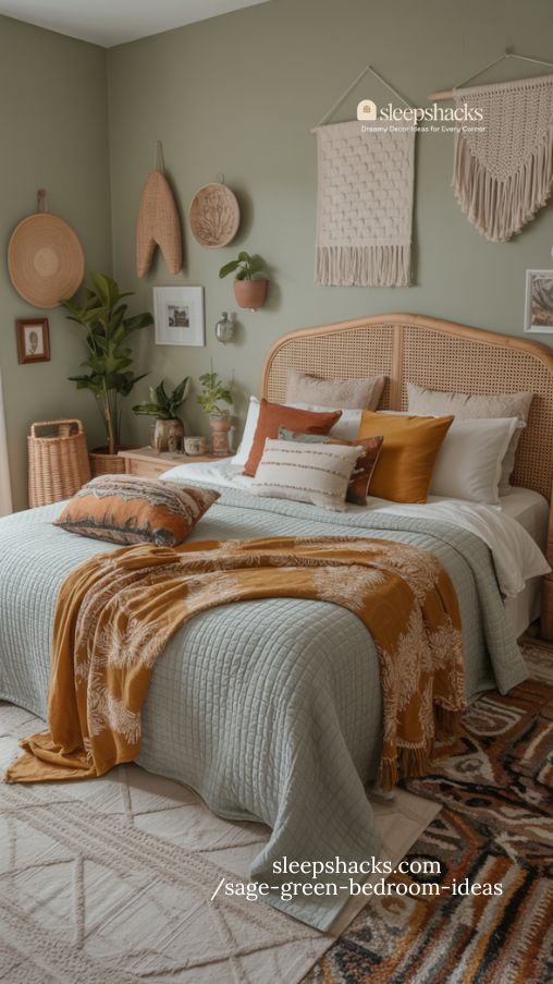Boho-Chic Sage Green Bedrooms
