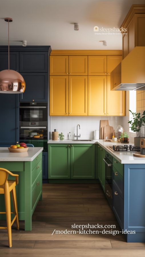 Bold Color Accents in Modern Kitchens