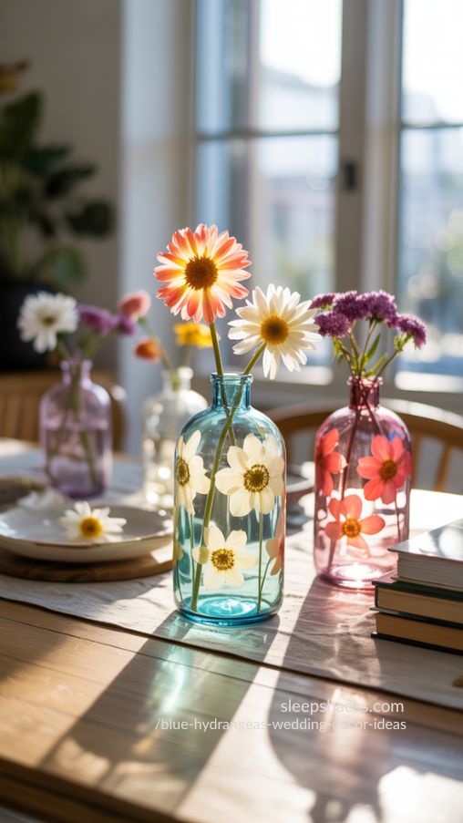Botanical Decoupage Flower Vases for Unique Table Centerpieces