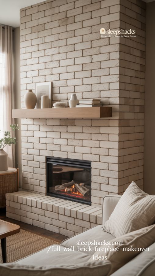 Budget Friendly Faux Brick Fireplace Wall Makeover