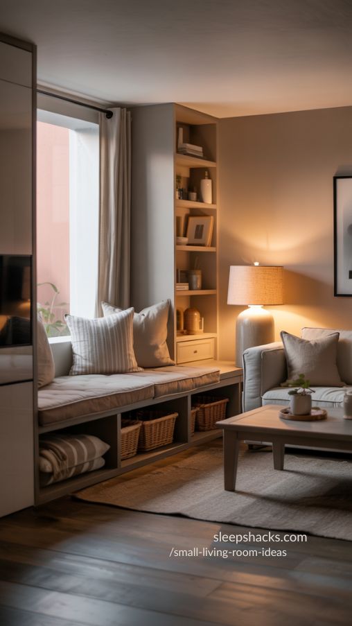 Built-In Seating Adding Comfort and Function to Small Living Room