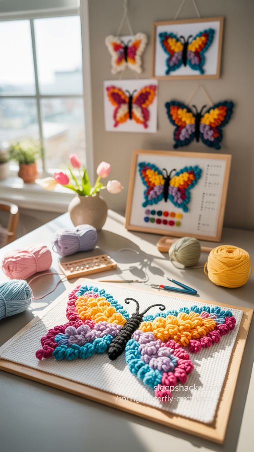 Butterfly Latch Hook Kit – Colorful & Textured Spring Craft