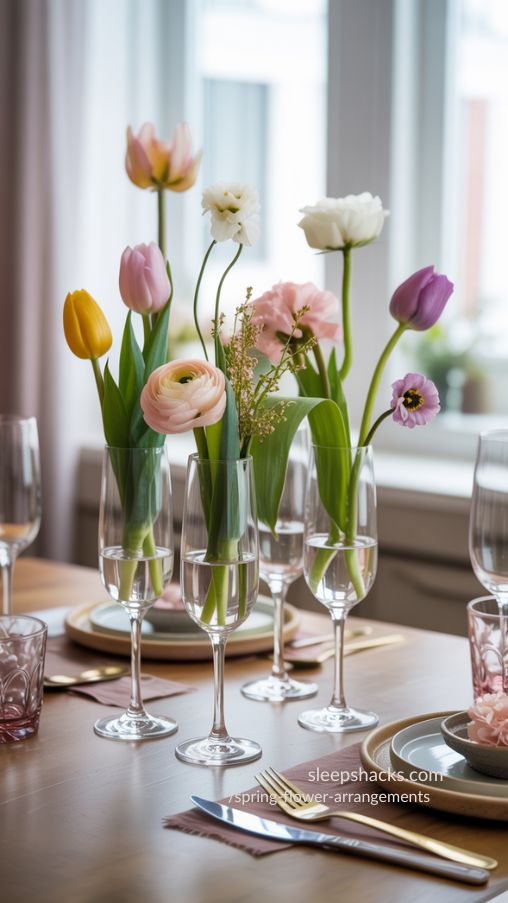 Champagne Flute Mini Bouquets