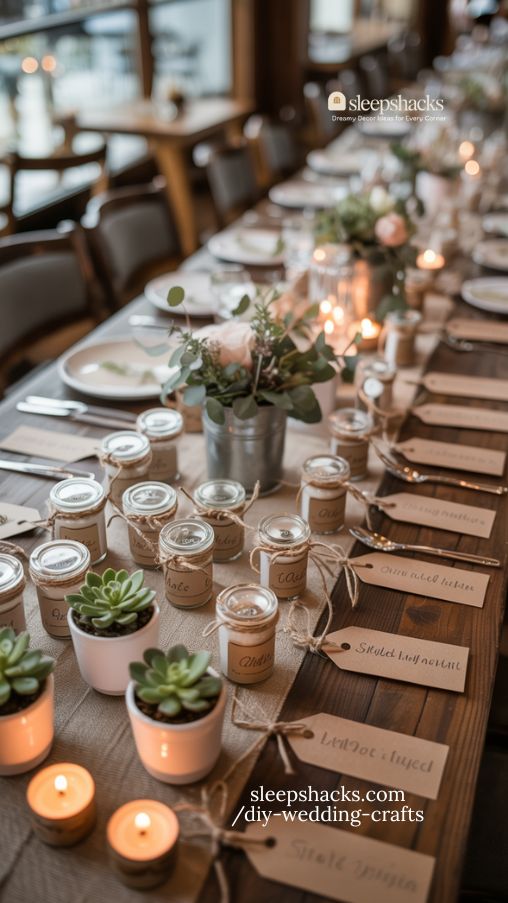 Charming Handmade Wedding Favors Display with Personalized Touches