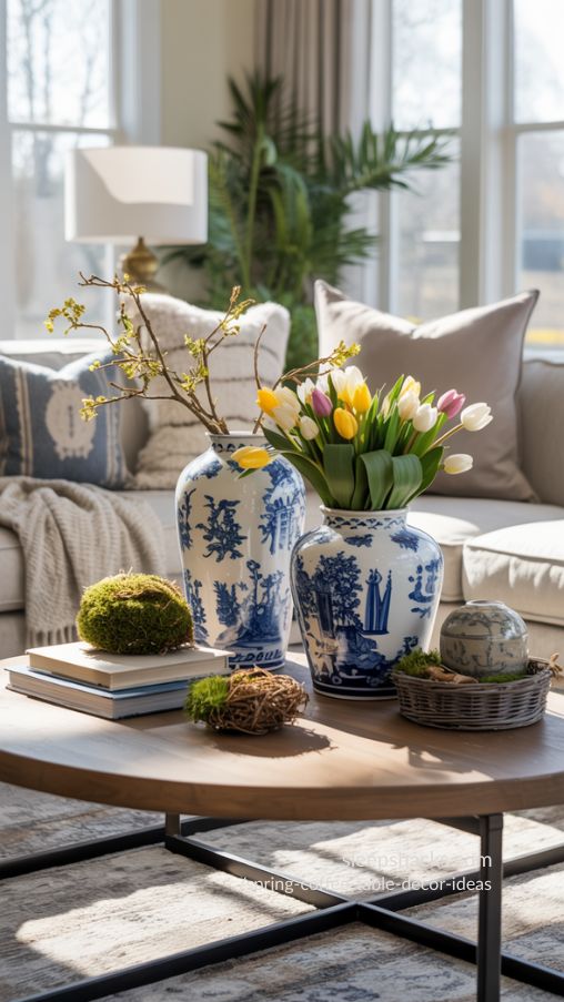 Chinoiserie Vases for Elegant Spring Coffee Table Styling – Sophisticated and Inviting Decor