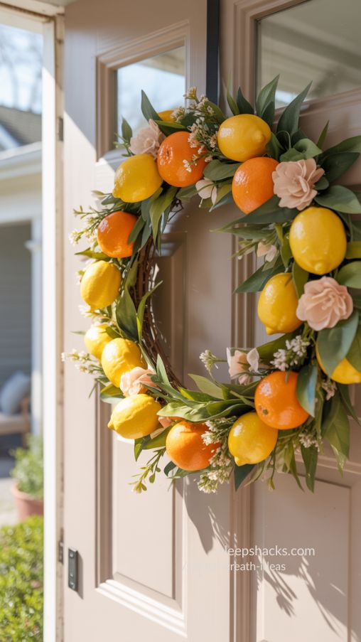 Citrus-Themed Front Door Wreath – Bright & Fresh Spring Decor
