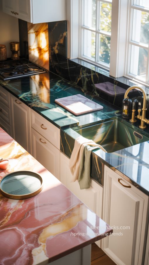 Colorful Stone Countertops and Furniture for Spring Interiors