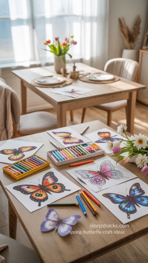 Coloring Paper Butterflies Craft Kit for Creative Spring Decor