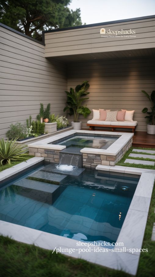 Compact Plunge Pool with Integrated Spa Backyard Retreat