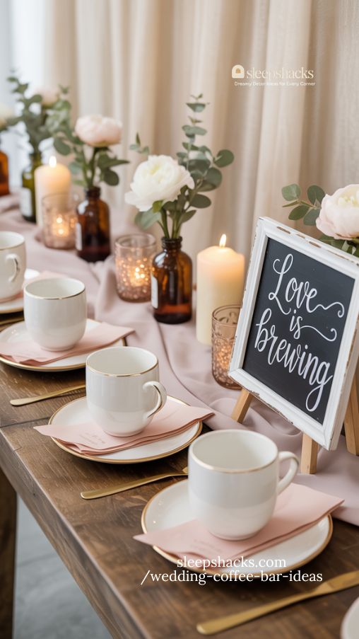 Coordinated Color Theme Wedding Coffee Bar Idea