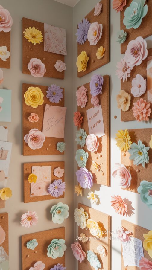 Corkboard Flower Arrangements for Fun and Dynamic Spring Wall Art