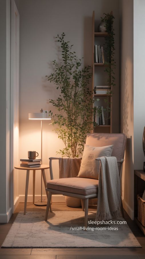 Cozy Corner Reading Nook in Small Living Room