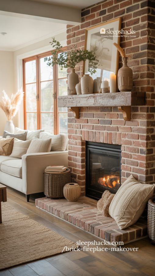 Cozy Farmhouse Brick Fireplace Ideas for Warm Living Rooms
