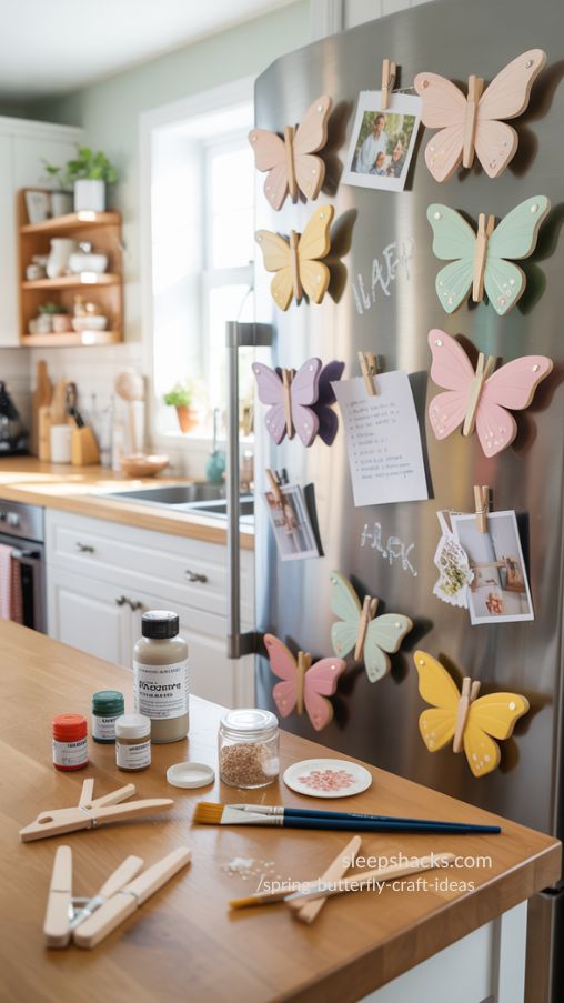DIY Butterfly Clothespin Magnets for Cheerful Spring Kitchen Decor