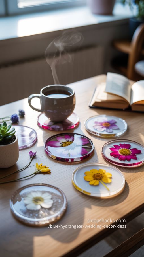 DIY Pressed Flower Resin Coasters for Botanical Table Decor