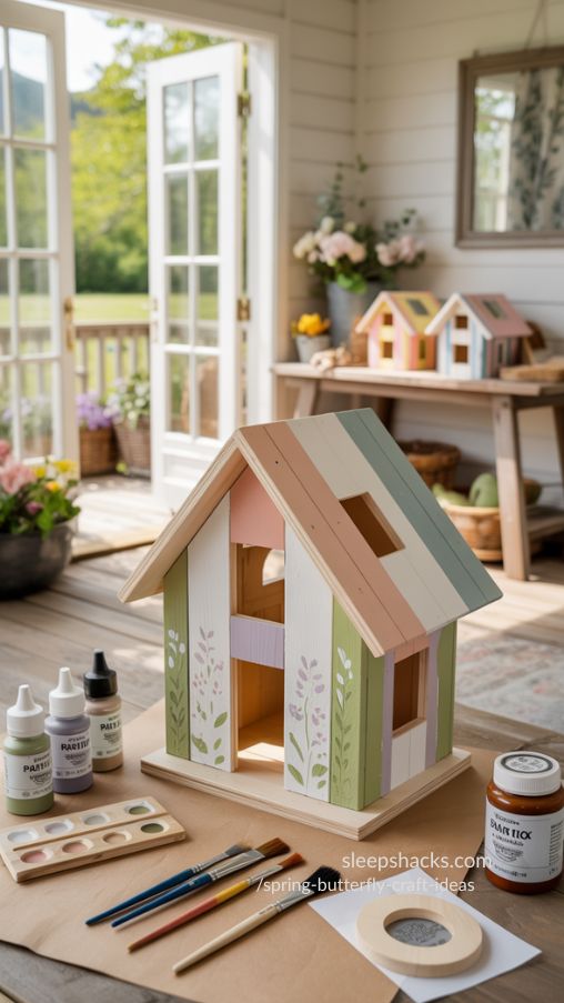 DIY Unfinished Butterfly House for Spring Porch Decor