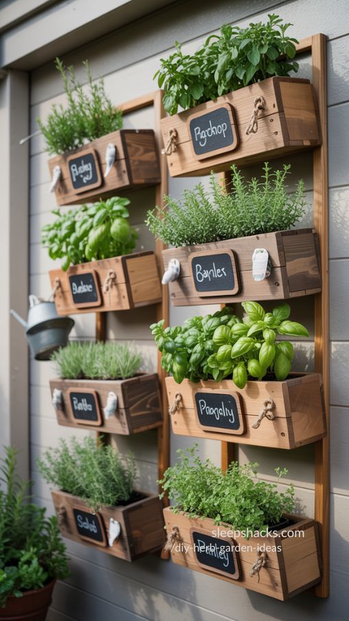 DIY Wall-Mounted Herb Planters for Kitchen or Patio