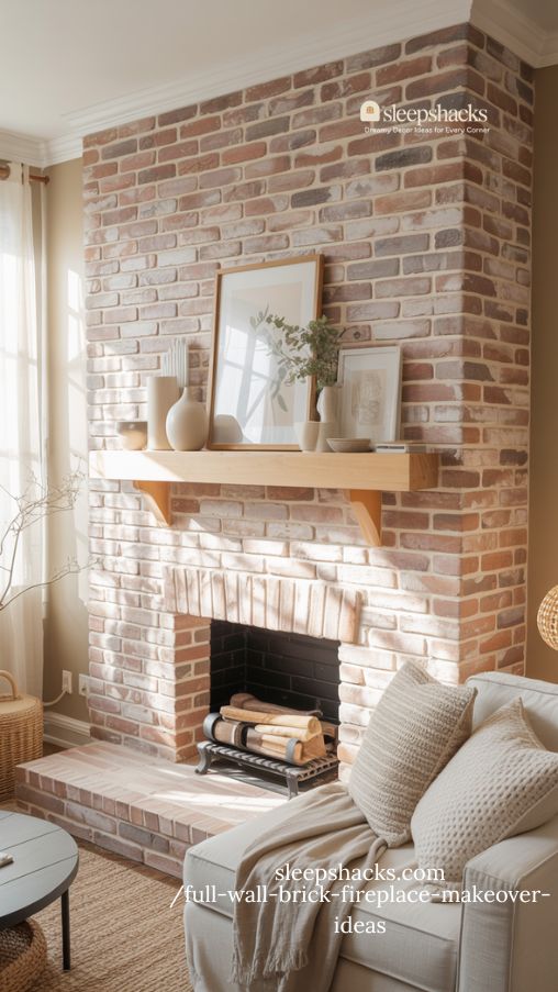 DIY Whitewash Brick Fireplace for a Soft and Cozy Glow