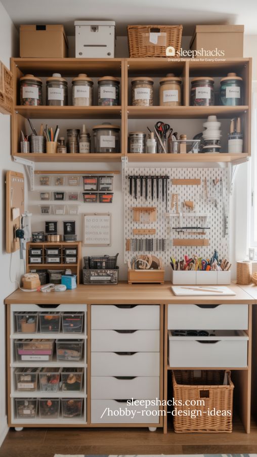 DIY craft room with clever organization hacks and accessible supplies