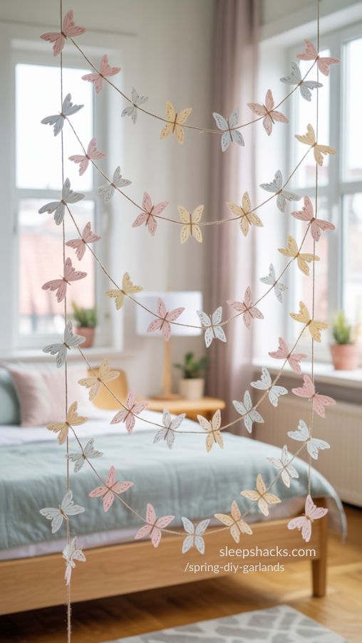 Delicate Butterfly Garland Bringing Whimsical Spring Charm Indoors