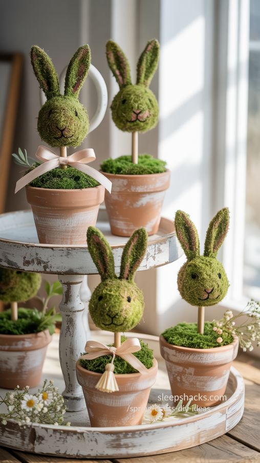 Dollar Tree Bunny Topiaries Spring DIY Home Decor