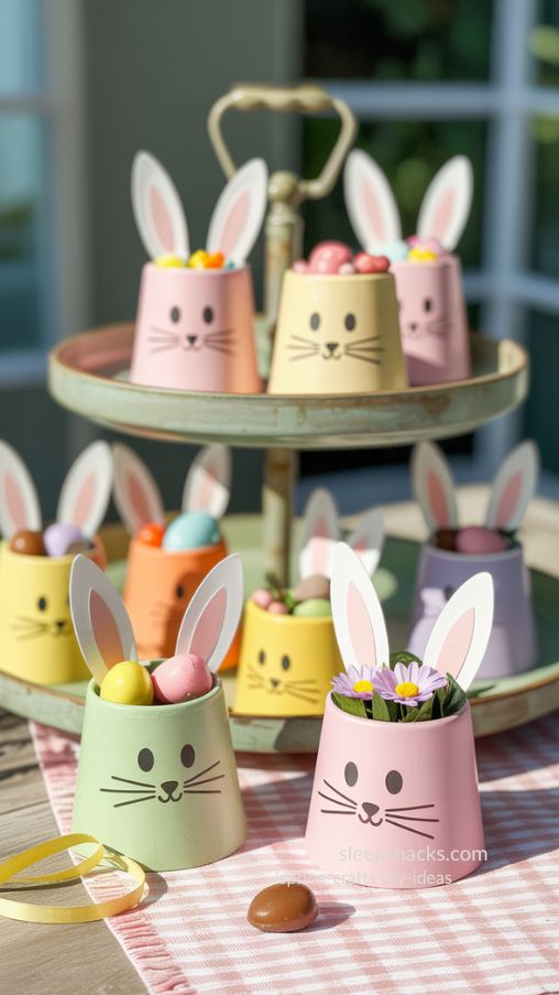 Easter Bunny Treat Cups Spring DIY Home Decor