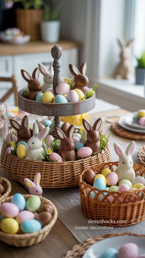 Easter Chocolate and Sweet Treat Display with Pastel Accents