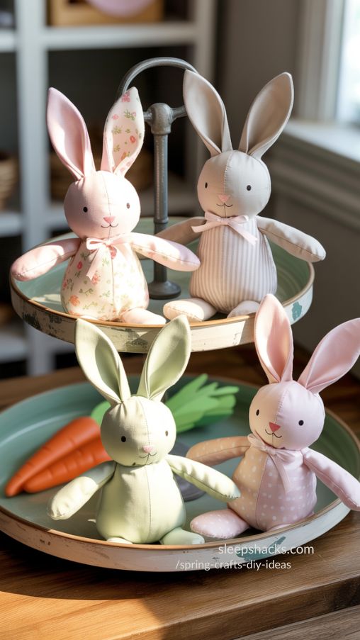 Easy-Sew Stuffed Bunnies Spring DIY Home Decor