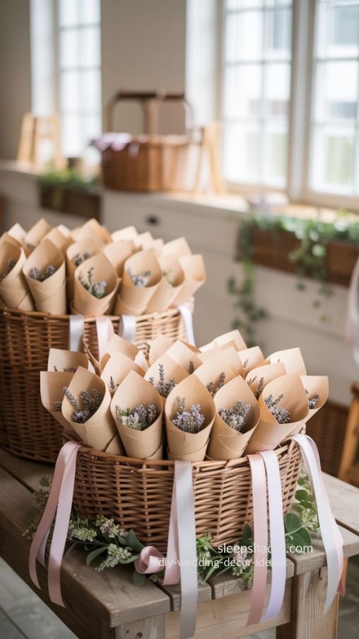 Eco-Friendly Wedding Exit Toss with Lavender and Rose Petals